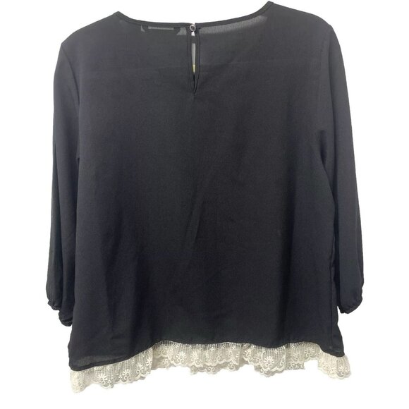 Millenium Womens Blouse Large Black, Beaded & Lace Embellished Business Office - Picture 4 of 9